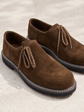 Men’s Suede Oktoberfest Footwear  Dark Brown Traditional German Shoes Size 41